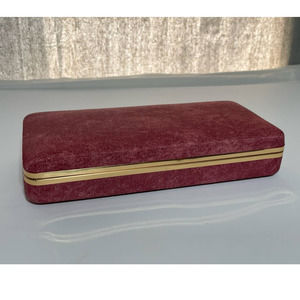 Vintage Dark Pink Mele Jewelry Box Travel Clamshell